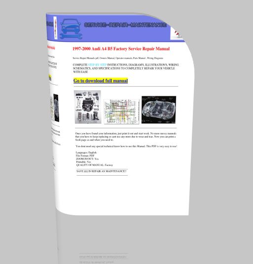 Service Repair Manual 1997-2000 Audi A4 B5